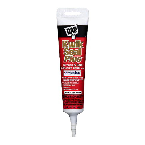 DAP KWIK SEAL PLUS Premium Kitchen and Bath Adhesive Sealant, 5.5 fl oz, White