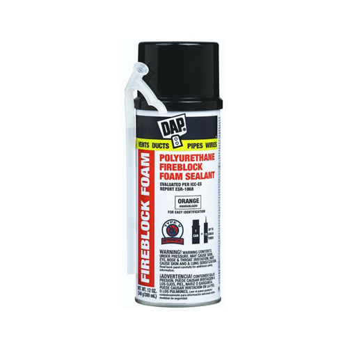 DAP&reg; Fireblock Polyurethane Foam Sealant, 12 oz, Orange; 9/Case