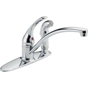 DELTA&reg; B3310LF Foundations&reg; Kitchen Faucet, 1.8 gpm, 8 in Center, Chrome Plated, 1 Handles, Import