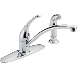 DELTA&reg; B4410LF Foundations&reg; Kitchen Faucet With Spray, 1.8 gpm, 8 in Center, Chrome Plated, 1 Handles, Import