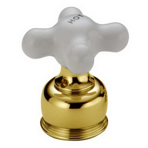 DELTA&reg; H27PB Cross Handle, For Use With Bidet, Kitchen, Laundry and Bathroom Faucet, Porcelain, Polished Brass, Domestic