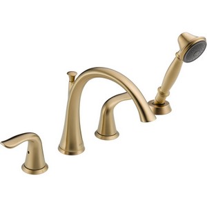 DELTA&reg; T4738-CZ Lahara&reg; Roman Tub Trim, 1.75 gpm, 8 to 16 in Center, Brilliance&reg; Champagne Bronze, 2 Handles, Hand Shower Yes/No: Yes, Domestic, Commercial