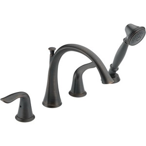 DELTA&reg; T4738-RB Lahara&reg; Roman Tub Trim, 1.75, 8 to 16 in Center, Venetian Bronze, 2 Handles, Hand Shower Yes/No: Yes, Domestic