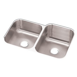 Elkay® Dayton Double Bowl 18 Guage Stainless Steel Undermount Kitchen Sink, 31.25 inch x 20.5 inch, 8 inch & 10 inch Deep