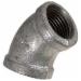 45 Deg Galvanized Malleable Iron Elbow, 1/2 inch x 1/2 inch, Threaded x Threaded