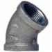 45 Deg Galvanized Malleable Iron Elbow, 3 inch x 3 inch, Threaded x Threaded