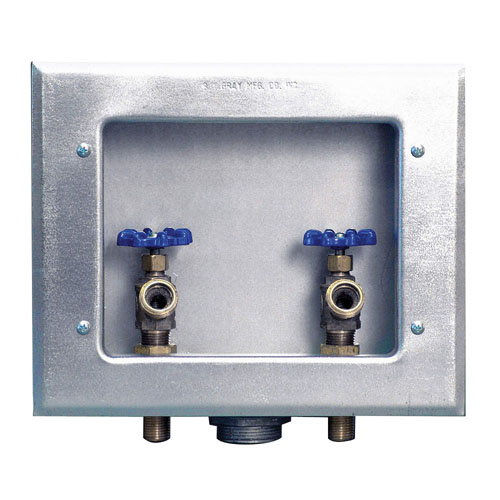 IPS&reg; Guy Gray&trade; Center Drain Washing Machine Outlet Box With Domestic Valves; 6/Case