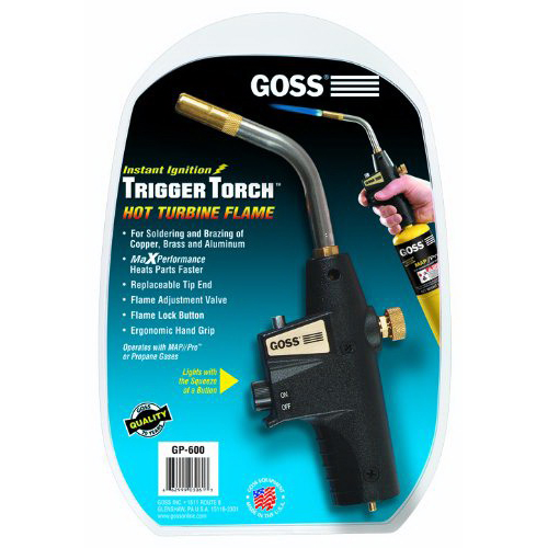 Goss&reg; GP-600 Self-Igniting Heavy-Duty Hand Torch For Disposable Cylinders