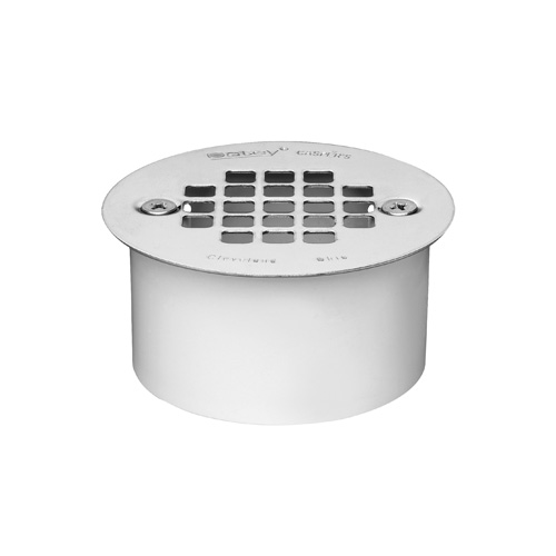 Oatey&reg; PVC Snap-In Drain with Stainless Steel Strainer, 4 inch, White; 12/Pack