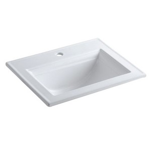 Kohler Memoirs® K-2337-1 1-Basin Vitreous China Self-Rimming Countertop Lavatory, 22-3/4 inch x 18 inch, White