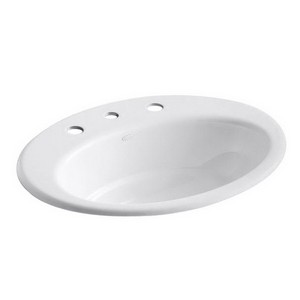 Kohler Thoreau® K-27-8-0 1-Basin Cast Iron Self-Rimming Countertop Lavatory, 24 inch x 18 inch, White