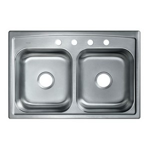 Kohler Toccata™ K-3346-4-NA 2-Basin Stainless Steel Drop-in Kitchen Sink, 33 inch x 22 inch, 19 ga