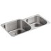 Kohler Undertone® K-3356-NA 2-Basin Stainless Steel Undermount Kitchen Sink, 35-1/8 inch x 20-1/8 inch, 18 ga
