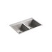 Kohler Vault&trade; K-3820 Top-Mount or Under-Mount Stainless Steel Equal Bowl Kitchen Sink, 33 inch x 22 inch