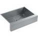 Kohler Vault&trade; K-3943 18 Guage Stainless Steel Undermount Kitchen Sink With Shortened Apron-Front, 35-1/2 inch x 21-1/4 inch