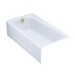 Kohler K-5-0 Mendota™ Left Drain Placement Cast Iron Soaking Tub, 60 inch x 32 inch x 16-1/4 inch, White