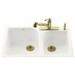 Kohler Executive Chef&trade; K-5931-4 High/Low Double-Bowl Cast iron Tile-In Kitchen Sink, 33 inch x 22 inch, White