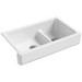 Kohler Whitehaven&reg; K-6426-WH Cast Iron Undermount Kitchen Sink With Short Apron, 35-1/2 inch x 21-9/16 inch, White