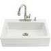 Kohler Dickinson&reg; K-6546-4 Single-Bowl Apron-Front Cast Iron Tile-In Kitchen Sink, 33 inch x 22-1/8 inch, White