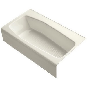 Kohler K-714 Villager™ Right Drain Placement Cast Iron Soaking Tub, 60 inch x 34-1/4 inch x 14 inch, Biscuit