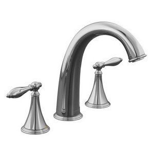 Kohler Finial® K-T314-4M-CP 2-Handle Traditional Deck-Mount High-Arch Tub Faucet Trim, Polished Chrome