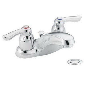 Moen® Chateau® 4925 2 Lever Handle 4 inch Deck-Mount Bathroom Faucet With Pop-up Drain, 1.5 to 2.2 gpm, Chrome