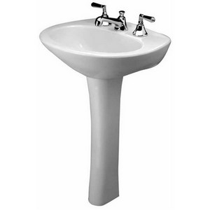 Mansfield® 272 West Hampton® 4 inch Center Faucet Vitreous China Pedestal Sink Basin, 20-1/8 inch L x 16-1/4 inch W, White
