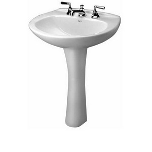 Mansfield® 292 Alto™ IV 4 inch Center Faucet Vitreous China Pedestal Sink Basin, 25 inch L x 19 inch W, White