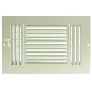 Metal Fab®  3-Way Steel Flat Stamped Face Sidewall/Ceiling Register, 8 inch x 4 inch, White