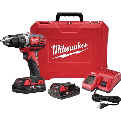 Milwaukee&reg; 2606-22CT M18&trade; Cordless Drill/Driver Kit, 1/2 in Chuck, 18 VDC, 0 to 400/0 to 1800 rpm No-Load, 7-1/4 in OAL, Lithium-Ion Battery