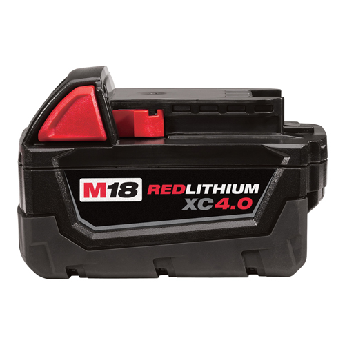 Milwaukee&reg; 48-11-1840 M18&trade; REDLITHIUM&trade; Rechargeable Cordless Battery Pack, 4 Ah Lithium-Ion Battery, 18 VDC, For Use With Milwaukee&reg; M18&trade; Cordless Power Tool