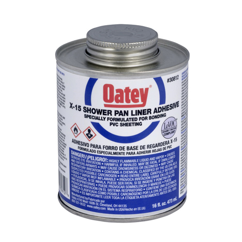 Oatey&reg; LO-VOC X-15&trade; PVC Pan Liner Bonding Adhesive, 16 oz, Clear