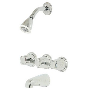 Pfister Bedford® 01-311 3 Metal Verve Handle Tub & Shower Faucet, 2.5 gpm, Ceramic Disc Cartridge, Polished Chrome