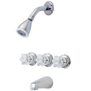 Pfister Bedford® 01-318 3 Metal Verve Handle Tub & Shower Faucet, 2.5 gpm, Ceramic Disc Cartridge, Polished Chrome