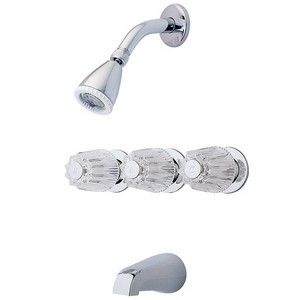 Pfister Bedford® 01-319 3 Metal Verve Handle Tub & Shower Faucet With Compression Valve, 2.5 gpm, Polished Chrome