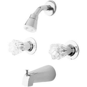 Pfister Bedford® 03-612 2 Metal Verve Handle Tub & Shower Faucet With Compression Valve, 2 gpm, Polished Chrome