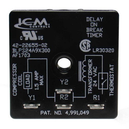 Rheem 42-22655-02 On Delay On Break Time Delay Relay, 24VAC, 15A