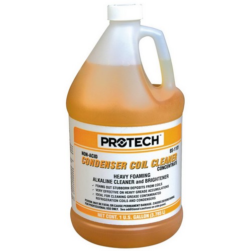 Protech Non-Acid Foaming Condenser Coil Cleaner, 1 gal, Bottle, Yellowish/Golden
