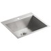 Kohler Vault&trade; K-3822 Single-Bowl 18 Guage Stainless Steel Top Mount/Undermount Kitchen Sink, 25 inch x 22 inch, Satin
