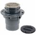 Oatey&reg; TP412N Commercial PVC Flanged Drain With 5 inch Round Strainer With Ring, 4 inch, Solvent Weld Hub, Nickel Bronze