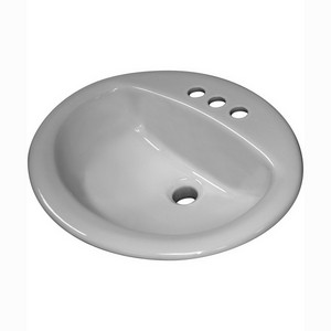 Sloan® 4 inch Center Faucet Self-Rimming ADA Oval Vitreous China Drop-in Lavatory Sink, 20 inch x 17 inch, White