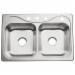 Sterling 11401 Southhaven&reg; Stainless Steel Self-Rimming Ledge Back 2-Basin Kitchen Sink, 33 inch L x 22 inch W, 4-Hole, Satin Deck
