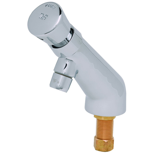 T&S Deck Mounted Slow Self-Closing Single Hole Temperature Metering Faucet, Chrome Plated